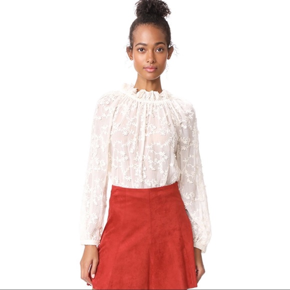 Rebecca Taylor Ellie Embroidered Lace Silk Top - Picture 3 of 8